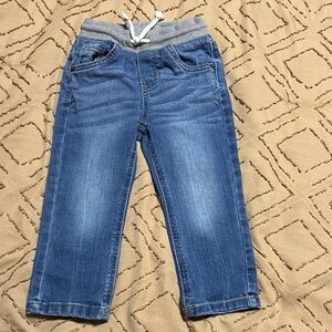 Cat & Jack Blue Pull-On Jogger Jeans with Gray Waistband